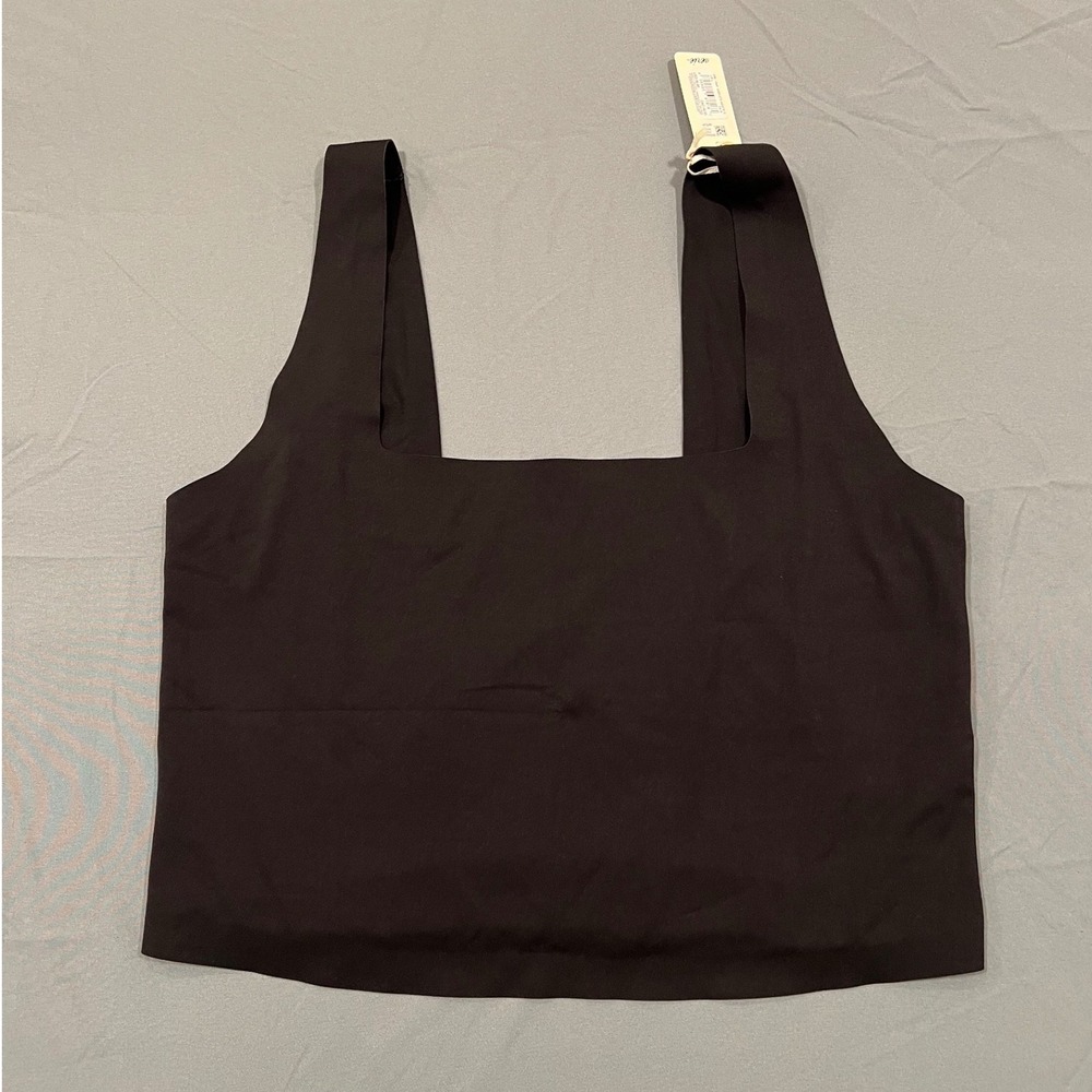 Aerie Smoothez Black Square Neck Crop Tank Top Large NWT 1696-4066-073